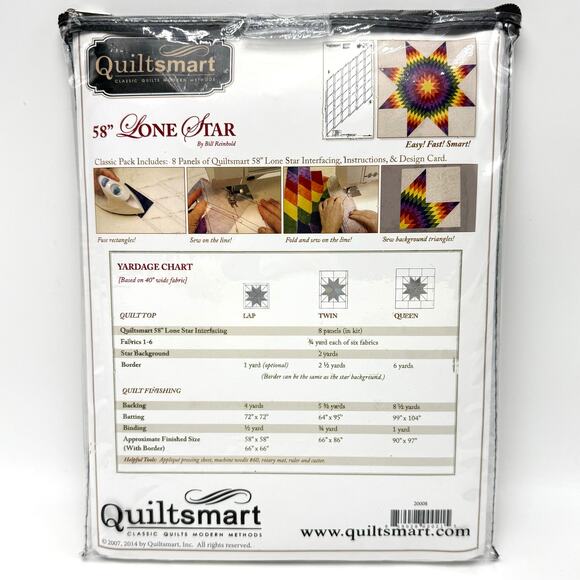 Quiltsmart Printed Interfacing 58 Inch Lone Star 8 Panels Easy Quilt Pattern - Picture 4 of 6
